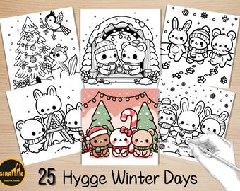 Bold and Easy Coloring Book, Hygge Winter Days Coloring Pages, Comfy Cozy Moments Coloring, Relaxing Activity for Adults, Stress Relief