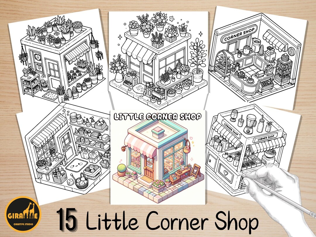 Bold and Easy Coloring Book, Little Corner Shop Coloring Pages, Cozy ...