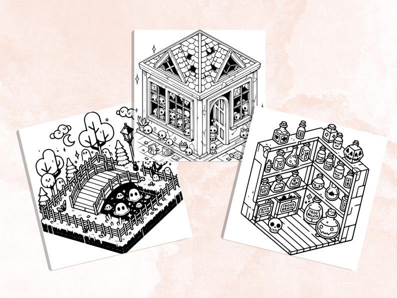 Bold and Easy Coloring Book, Spooky Corner Coloring Pages, Cute Cozy Creepy Moments Coloring, Relaxing Activity for Adults, Stress Relief