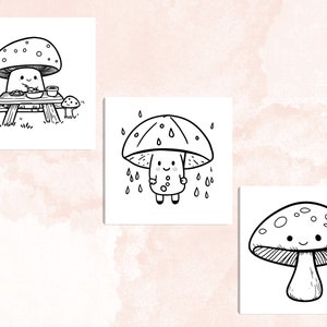 Bold and Easy Coloring Book, Kawaii Mushroom Coloring Pages, Cute Floral Mushrooms Coloring, Cozy Relaxing Activity for Adults and Kids