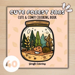 Livre de coloriage Forest Jars, 40 pages imprimables de botanique boisé (téléchargement numérique)