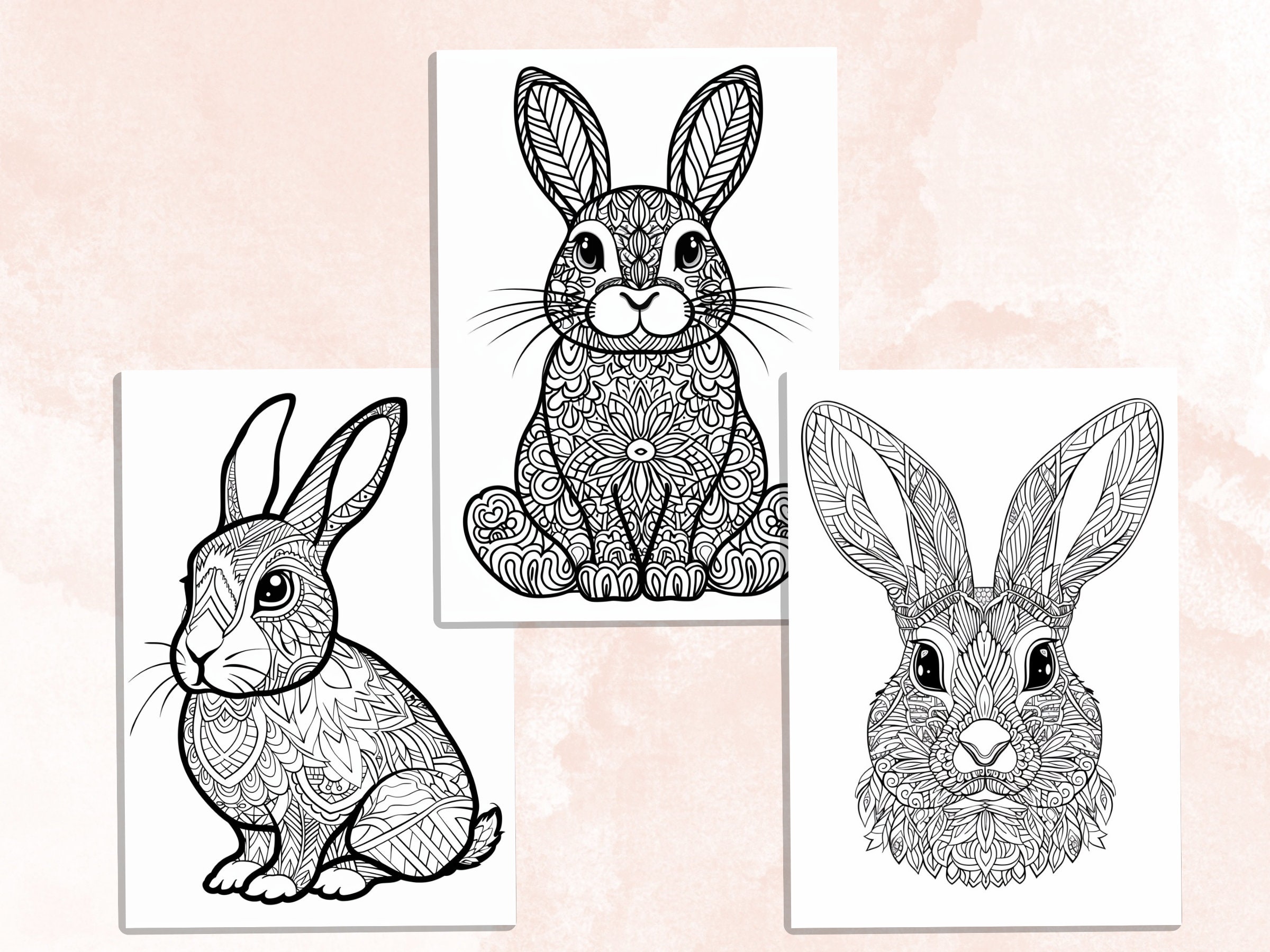 30 Rabbit Mandala Coloring Book, Stress Relief Patterns Coloring Pages ...