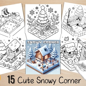 Bold and Easy Coloring Book, Cute Snowy Corner Coloring Pages, Cozy Winter Moments Coloring, Relaxing Activity for Adults, Stress Relief