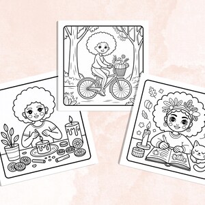 Fall Black Girl Coloring Pages, Cozy Autumn Black Afro Girls Coloring, Bold and Easy Coloring Book, Relaxing Activity for Adults and Kids