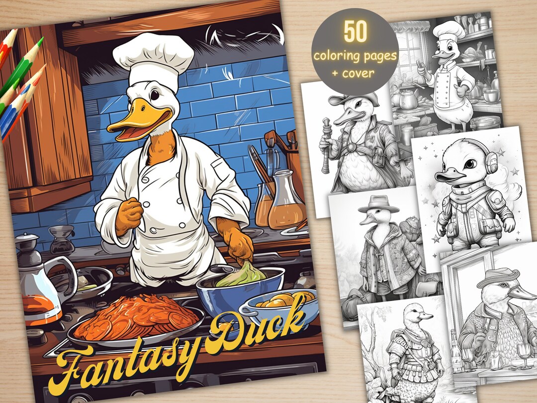 50 Fantasy Duck Coloring Book, Printable Secret Life of Duck Coloring ...