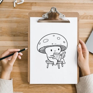 Bold and Easy Coloring Book, Kawaii Mushroom Coloring Pages, Cute Floral Mushrooms Coloring, Cozy Relaxing Activity for Adults and Kids