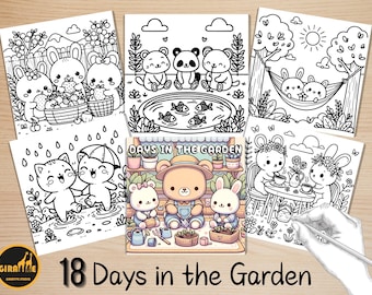 Bold and Easy Coloring Book, Hygge Garden Days Coloring Pages, Cute Cozy Gardening Coloring, Relaxing Activity for Adults, Stress Relief