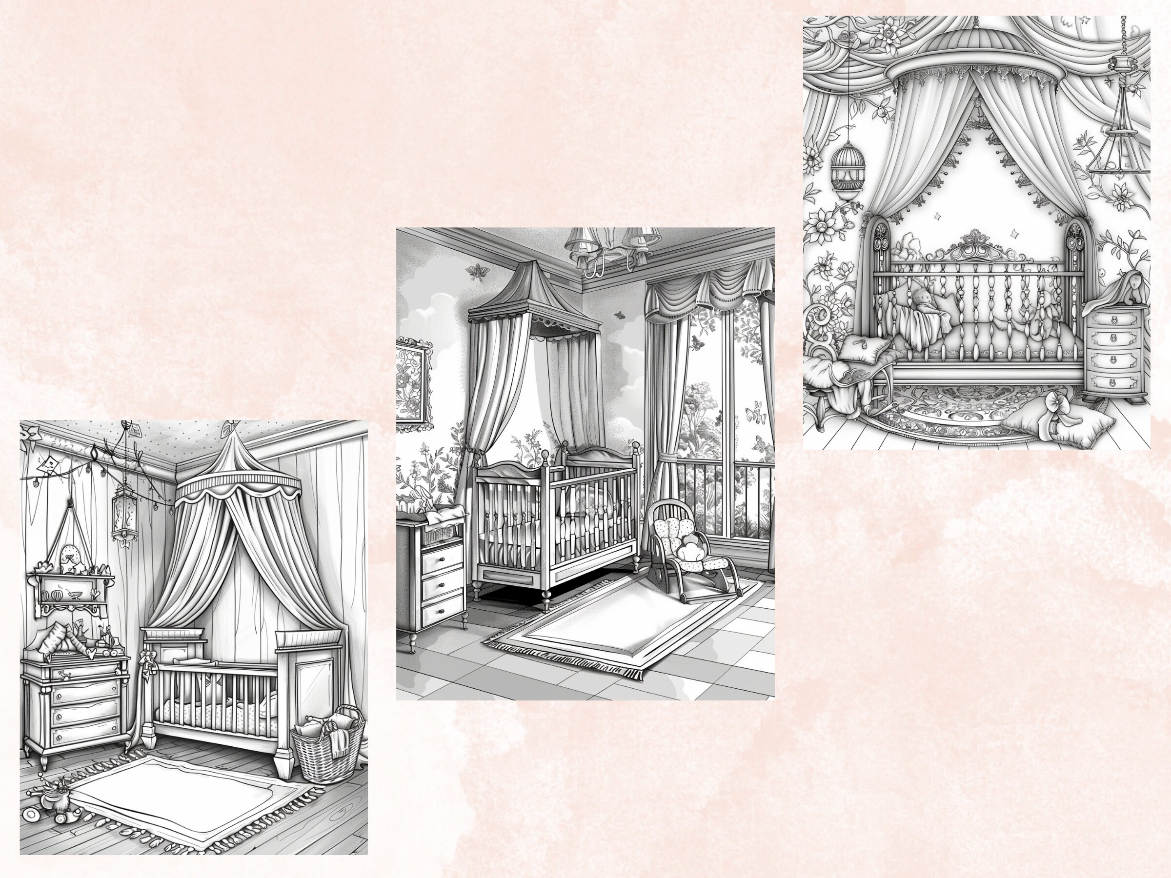 35 Nursery Interior Design Coloring Book, Printable PDF, Boho Newborn ...