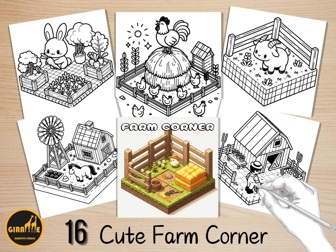 Bold and Easy Coloring Book, Cute Farm Corner Coloring Pages, Cozy Farm ...