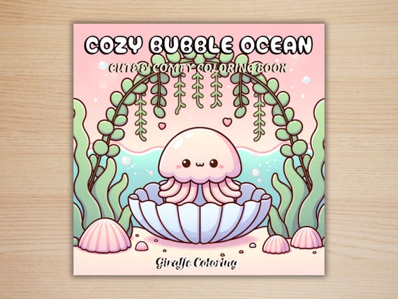 Cozy Bubble Ocean Coloring Book, 40 Printable Coloring Pages, Free PNG Cover, Digital Coloring Pages, Underwater Procreate Fun for Adults