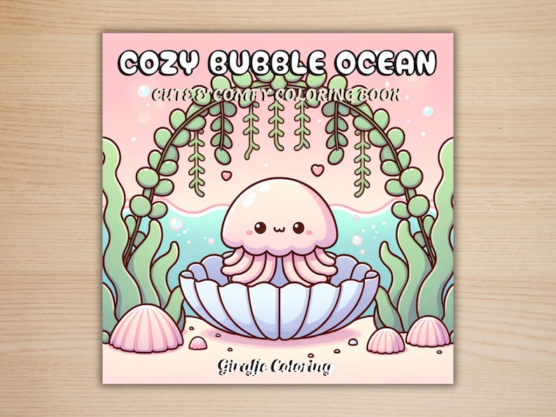 Cozy Bubble Ocean Coloring Book, 40 Printable Coloring Pages, Free PNG Cover, Digital Coloring Pages, Underwater Procreate Fun for Adults