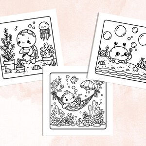 Cozy Bubble Ocean Coloring Book, 40 Printable Coloring Pages, Free PNG Cover, Digital Coloring Pages, Underwater Procreate Fun for Adults