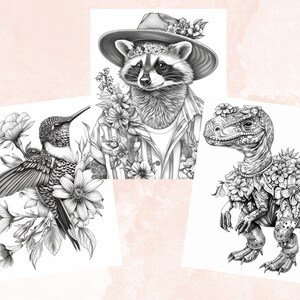100 Spring Animals Coloring Book, Cute Easter Bunny Coloring Pages, Grayscale Cute Spring Chick and Sheep Coloring Book for Adults and Kids