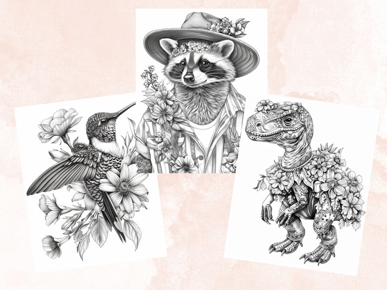100 Spring Animals Coloring Book, Cute Easter Bunny Coloring Pages, Grayscale Cute Spring Chick and Sheep Coloring Book for Adults and Kids