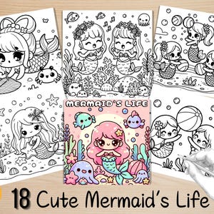 Bold and Easy Coloring Book, Mermaid Life Coloring Pages, Cute Cozy Underwater Scenes Coloring, Relaxing Activity for Adults, Stress Relief