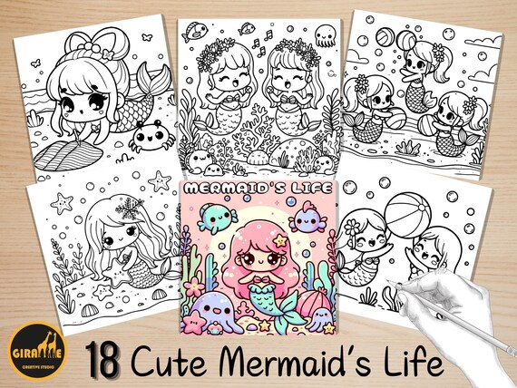 Bold and Easy Coloring Book, Mermaid Life Coloring Pages, Cute Cozy Underwater Scenes Coloring, Relaxing Activity for Adults, Stress Relief