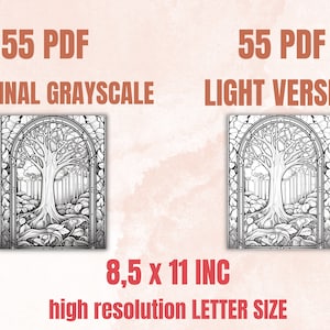 55 Stained Glass Forest Coloring Book, Printable Enchanted Forest ...