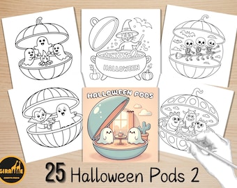 Páginas para colorear de Halloween: Cápsulas, libro para colorear espeluznante, atrevido y fácil, escenas espeluznantes para colorear, actividad relajante para adultos y niños.