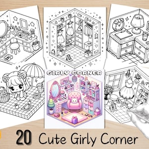 Bold and Easy Coloring Book, Cute Girly Corner Coloring Pages, Comfy Cozy Girl Moments Coloring, Relaxing Activity for Adults, Stress Relief