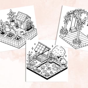 Bold and Easy Coloring Book, Cute Garden Corner Coloring Pages, Cozy ...