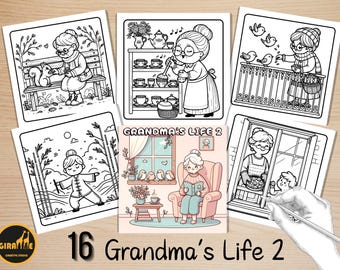 Bold and Easy Coloring Book, Cozy Grandma's Life Coloring Pages, Cute Funny Grandma Coloring, Relaxing Activity for Adults, Stress Relief
