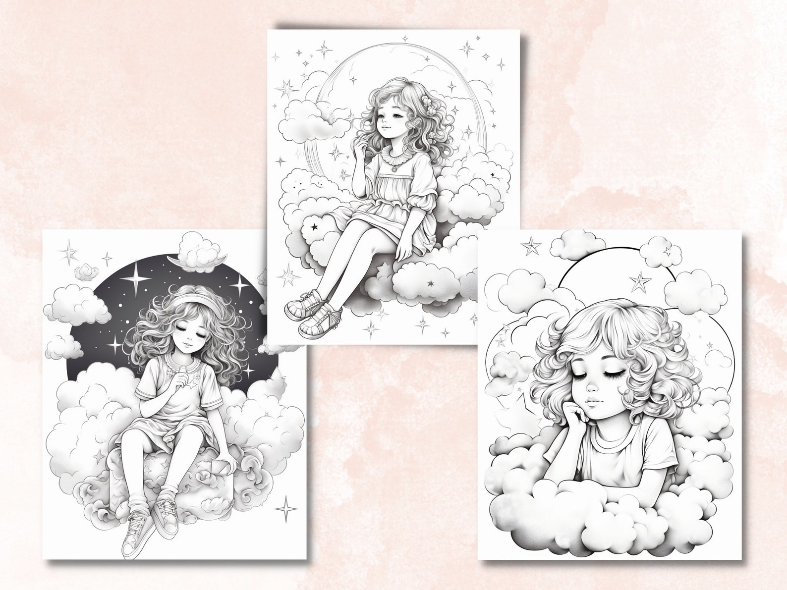 33 Dreamer Girl Coloring Book Printable PDF Little Cute - Etsy