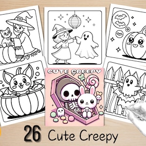 Bold and Easy Coloring Book, Cute Creepy Moments Coloring Pages, Cozy Spooky Halloween Coloring, Relaxing Activity for Adults and Kids