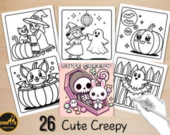 Bold and Easy Coloring Book, Cute Creepy Moments Coloring Pages, Cozy Spooky Halloween Coloring, Relaxing Activity for Adults and Kids