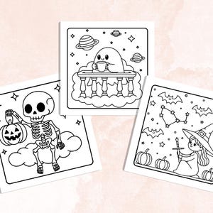 Whimsy Spooky Coloring Book, 40 Whimsical Coloring Pages, Free PNG Cover, Halloween Coloring Pages, Cute Creepy Procreate Fun for Adults