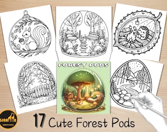 Kolorowanka Odważna i Łatwa, Urocze Kawaii Leśne Stronki Kolorowanki, Zaczarowane Sceny Leśne Kolorowanki, Relaksująca Aktywność dla Dorosłych i Dzieci