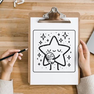 Bold and Easy Coloring Book, Cute Cozy Star Coloring Pages, Comfy Fuzzy Sky Coloring, Relaxing Activity for Adults and Kids, Stress Relief