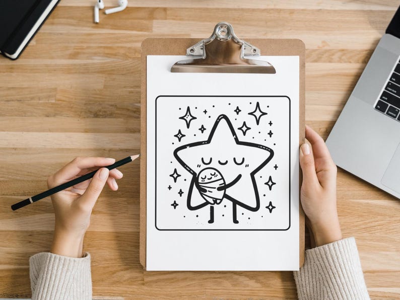 Bold and Easy Coloring Book, Cute Cozy Star Coloring Pages, Comfy Fuzzy Sky Coloring, Relaxing Activity for Adults and Kids, Stress Relief