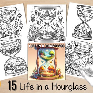 Bold and Easy Coloring Book, Life in a Hourglass Coloring Pages, Cute Kawaii Magical Coloring, Relaxing Activity for Adults, Stress Relief