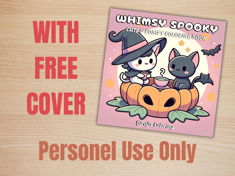 Whimsy Spooky Coloring Book, 40 Whimsical Coloring Pages, Free PNG Cover, Halloween Coloring Pages, Cute Creepy Procreate Fun for Adults