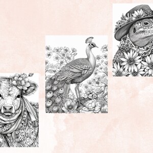 100 Spring Animals Coloring Book, Cute Easter Bunny Coloring Pages, Grayscale Cute Spring Chick and Sheep Coloring Book for Adults and Kids