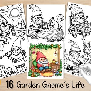 Bold and Easy Coloring Book, Garden Gnome Life Coloring Pages, Cozy Moment Coloring, Relaxing Activity for Adults and Kids, Stress Relief