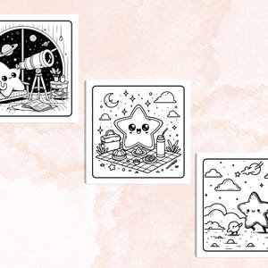Bold and Easy Coloring Book, Cute Cozy Star Coloring Pages, Comfy Fuzzy Sky Coloring, Relaxing Activity for Adults and Kids, Stress Relief