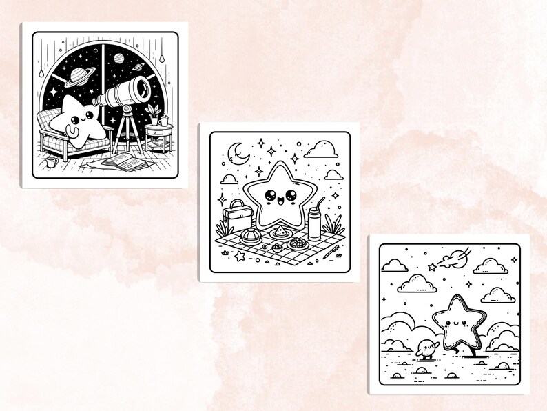 Bold and Easy Coloring Book, Cute Cozy Star Coloring Pages, Comfy Fuzzy Sky Coloring, Relaxing Activity for Adults and Kids, Stress Relief