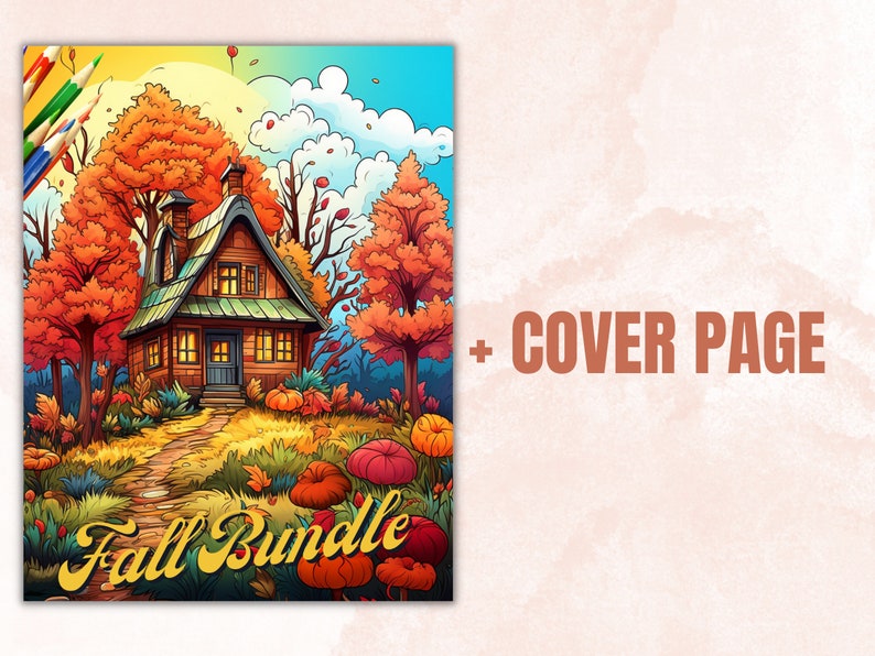 100 Fall Bundle Coloring Book, Printable Fall Pumpkin Scenes Coloring ...