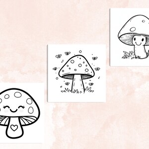 Bold and Easy Coloring Book, Kawaii Mushroom Coloring Pages, Cute Floral Mushrooms Coloring, Cozy Relaxing Activity for Adults and Kids