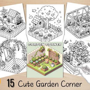 Bold and Easy Coloring Book, Cute Garden Corner Coloring Pages, Cozy Gardening Moments Coloring, Relaxing Activity for Adults, Stress Relief