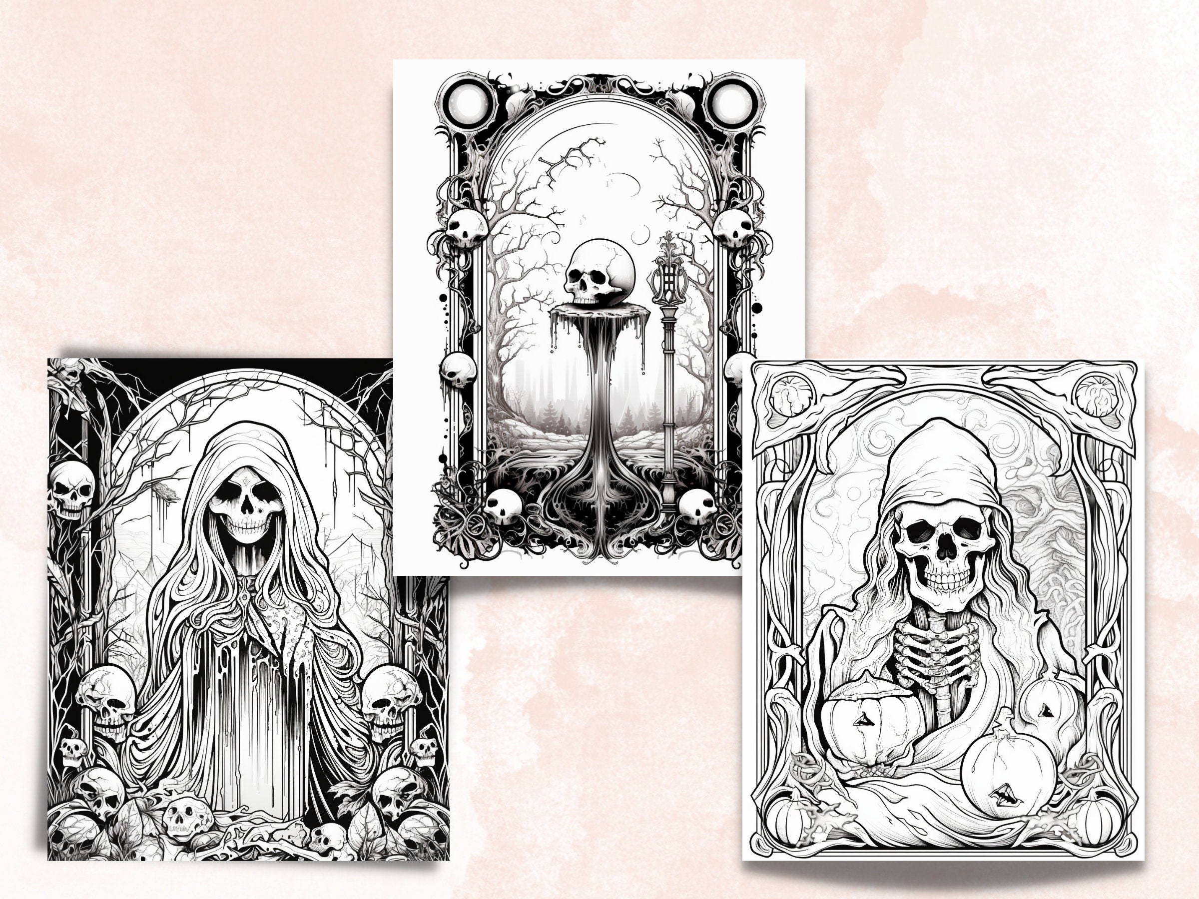 40 Halloween Tarot Card Coloring Book Printable Creepy Horror - Etsy