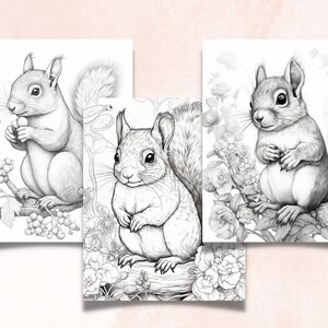 26 Baby Woodland Animals Coloring Book, Printable Little Forest Animals Coloring Pages, Grayscale Coloring Book for Adult Kids, Cute Animals image 9