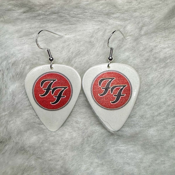 Foo Fighters - Dave Grohl - Regalos para fans de Foo Fighters - Regalos de rock alternativo - Pendientes de púa de guitarra