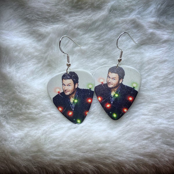 Blake Shelton Repurposed Guitar Pick Earrings - Country Music Jewelry Gift - Country Music Merchandise  -Blake Shelton Fans