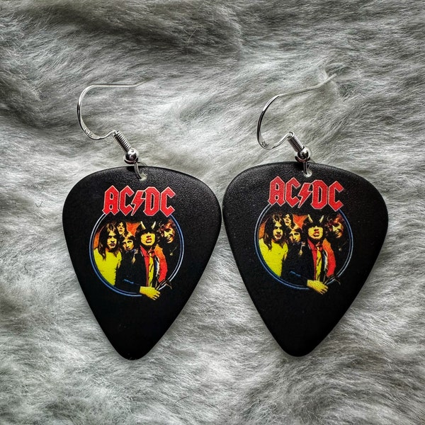 AC/DC Repurposed Guitar Pick Earrings - Ac/Dc Fan Gift -Heavy Metal Bands -Rock n Roll Earrings -Classic Rock Jewelry