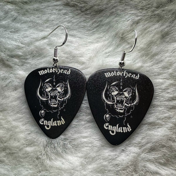 Motörhead Repurposed Guitar Pick Earrings - Rock and Roll Earrings - Heavy Metal Band Mechanidise - Motörhead Gift - Gift for Guitar Player