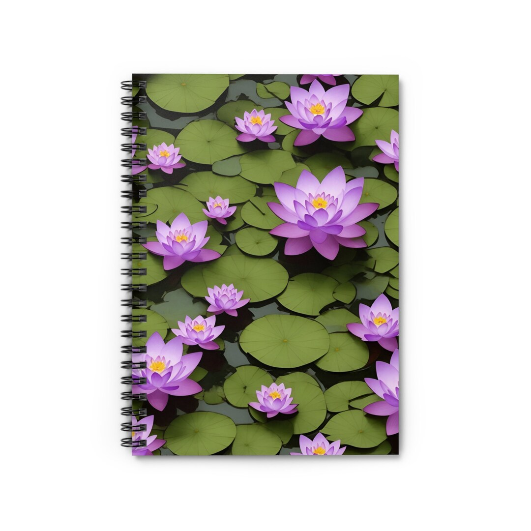 Purple Lotus Flower in Watercolor Style Spiral Notebook - Ruled Line - Etsy