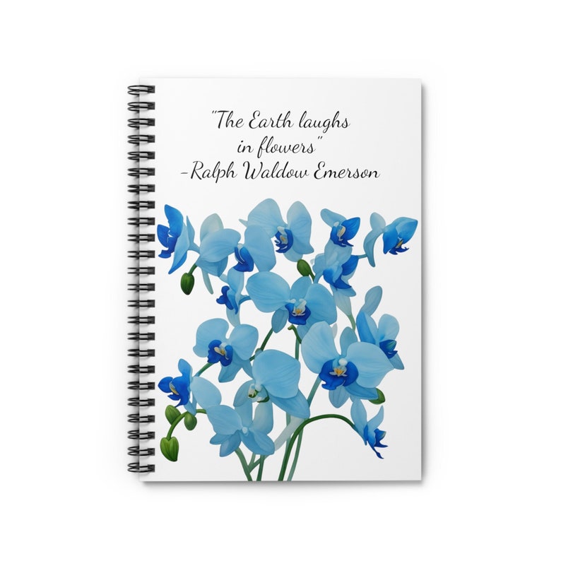 Blue Orchid Journal Flower Diary Floral Gift Spiral Notebook - Ruled ...