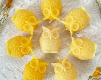 Lemon Yellow Ombre Bees Wax Owl Candle